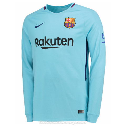 Barcelona 2017/18 Away Long Sleeved Shirt Soccer Jersey - Click Image to Close