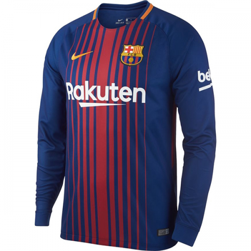 Barcelona 2017/18 Home Long Sleeved Shirt Soccer Jersey
