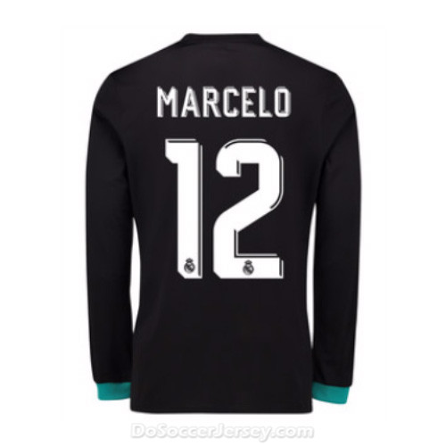Real Madrid 2017/18 Away Marcelo #12 Long Sleeved Shirt Soccer Jersey