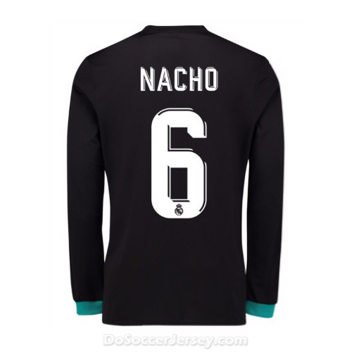 Real Madrid 2017/18 Away Nacho #6 Long Sleeved Shirt Soccer Jersey - Click Image to Close