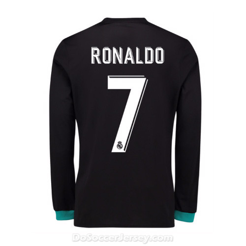 Real Madrid 2017/18 Away Ronaldo #7 Long Sleeved Shirt Soccer Jersey