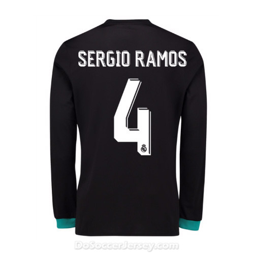 Real Madrid 2017/18 Away Sergio Ramos #4 Long Sleeved Shirt Soccer Jersey - Click Image to Close