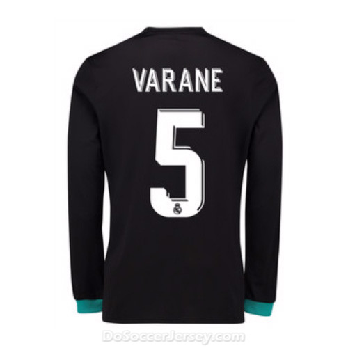 Real Madrid 2017/18 Away Varane #5 Long Sleeved Shirt Soccer Jersey - Click Image to Close