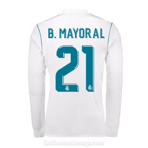 Real Madrid 2017/18 Home B. Mayoral #21 Long Sleeved Shirt Soccer Jersey