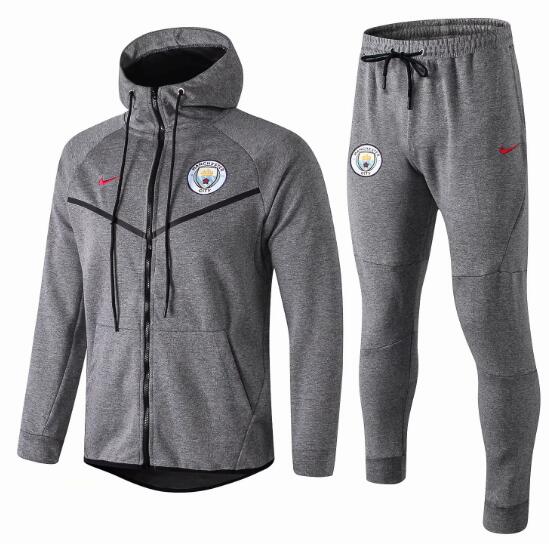 Manchester City 2018/19 Grey Tech Fleece Training Suit (Hoodie Jacket+Trouser) - Click Image to Close