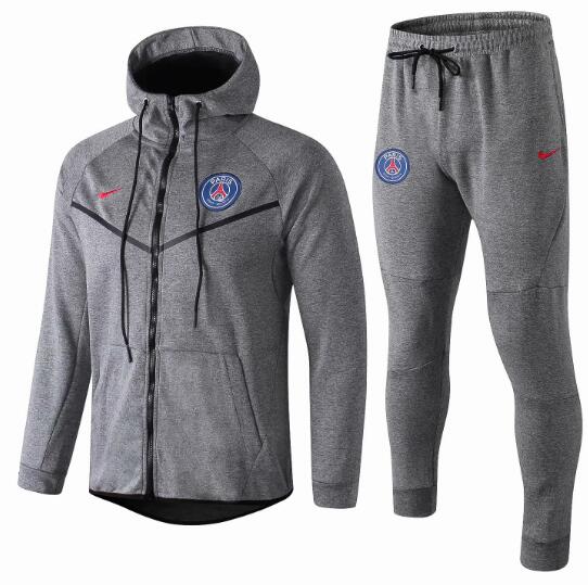 PSG 2018/19 Grey Tech Fleece Training Suit (Hoodie Jacket+Trouser) - Click Image to Close