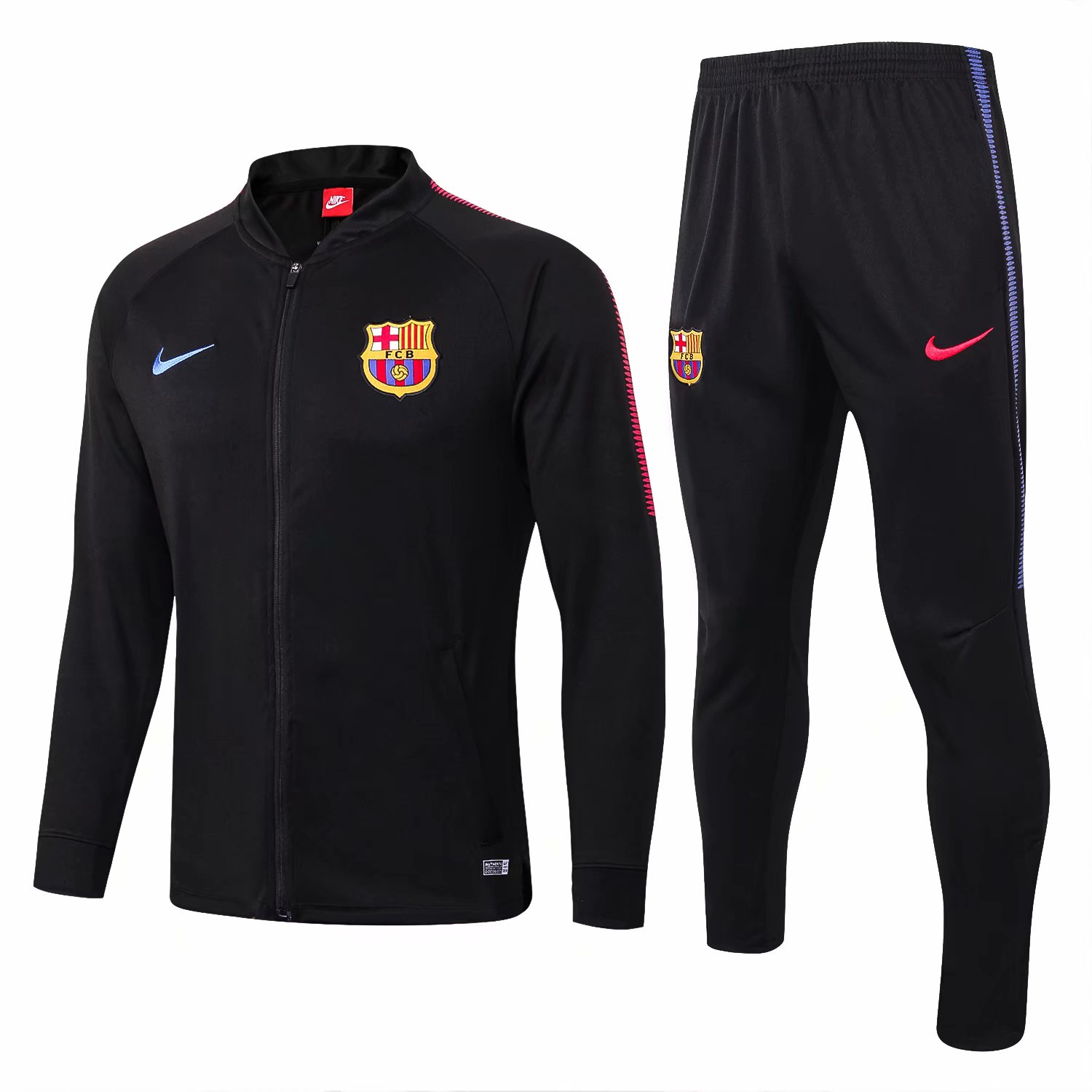 Barcelona 2017/18 Black Training Suit (Low Neck Jacket+Trouser)