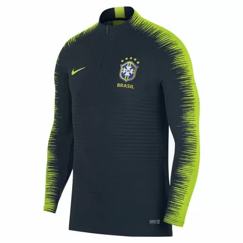 Brazil World Cup 2018 Training Sweat Shirt Black Green Strip - Click Image to Close