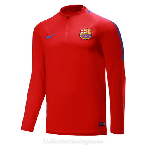 Barcelona 2017/18 Red Half Zipper Sweat Top Shirt - Click Image to Close