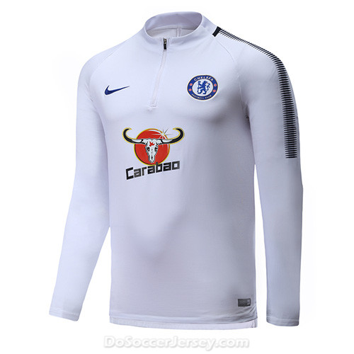 Chelsea 2017/18 White Zipper Sweat Top Shirt - Click Image to Close