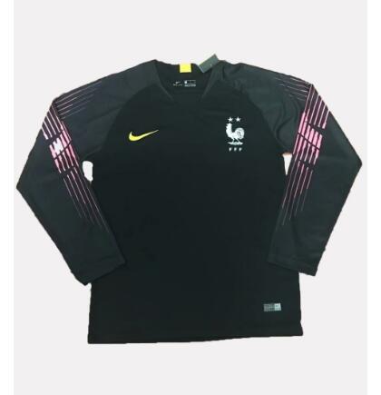 2 Stars France 2018 World Cup Black Goalkeeper Long Sleeve Soccer Jersey - Click Image to Close