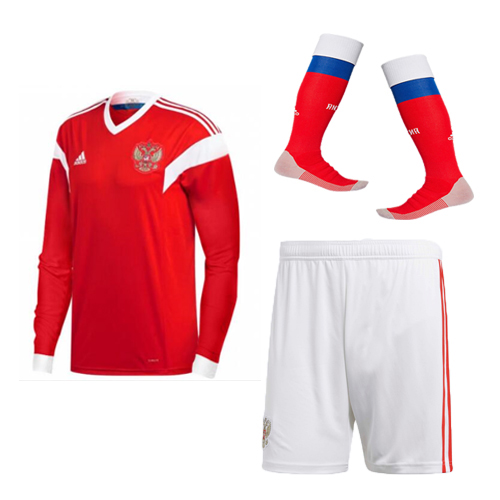 Russia 2018 World Cup Home Long Sleeve Soccer Kits (Jersey + Shorts +Socks) - Click Image to Close