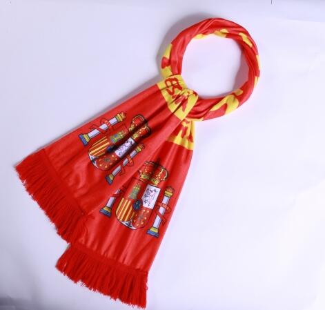 Spain 2018 World Cup Soccer Scarf Red - Click Image to Close