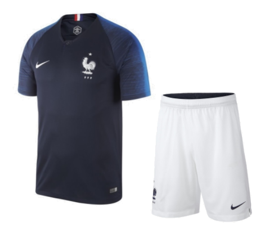 France 2018 World Cup Home Soccer Jersey Uniform (Shirt + Shorts) - Click Image to Close