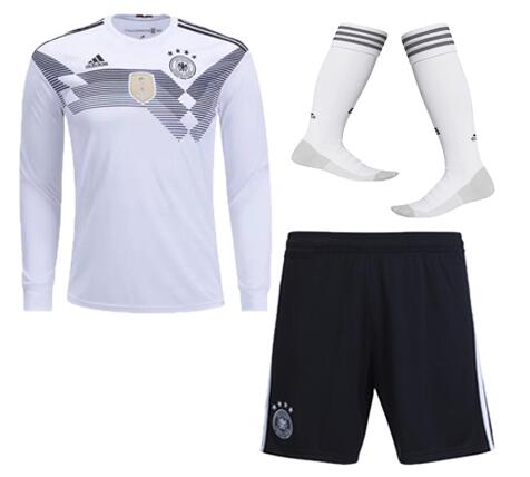 Germany 2018 World Cup Home LS Soccer Jersey Whole Kits (Shirt+Shorts+Socks) - Click Image to Close