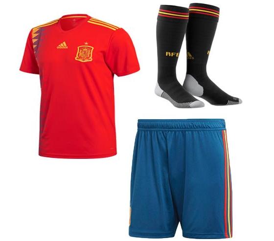 Spain 2018 World Cup Home Whole Soccer Kits (Shirt+Shorts+Socks) - Click Image to Close